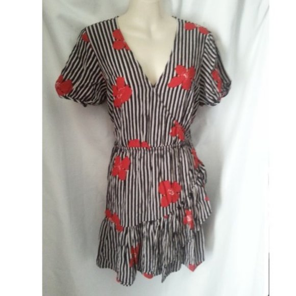 MADEWELL Ruffle Faux Wrap Dress Candied Orchids - Picture 4 of 9